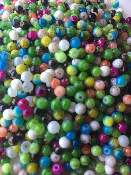 The Bead and Button Box - 40g (over 400) Glass Marbled Mottled Beads 4mm. Ideal for Jewellery Making and other Crafts