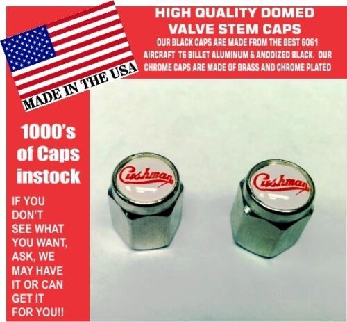 2 Domed Chrome Cushman Scooter Truckster Silver Eagle Valve Stem Caps UNIQUE