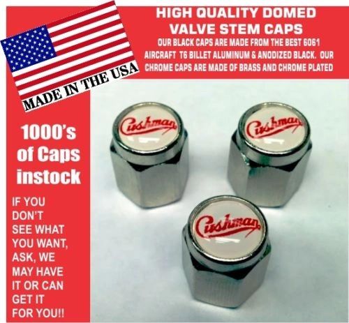 3 Domed Chrome Cushman Scooter Truckster Silver Eagle Valve Stem Caps UNIQUE