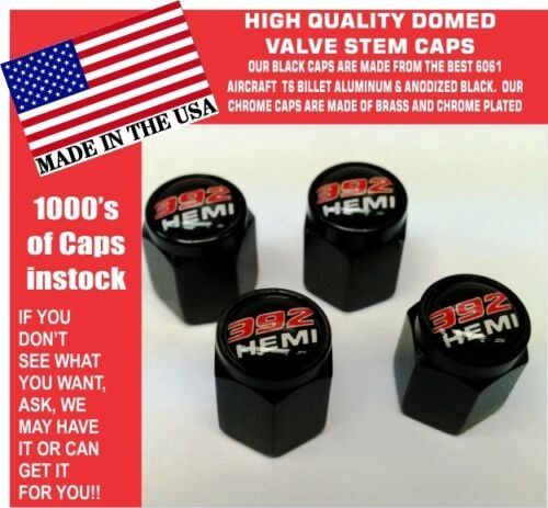 4 Billet Aluminum Dodge Challenger SRT Hellcat 392 Hemi Black Valve Stem Caps