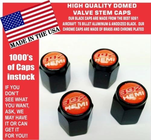 4 Billet Aluminum Dodge Challenger SRT Hellcat 392 Hemi Orange Valve Stem Caps