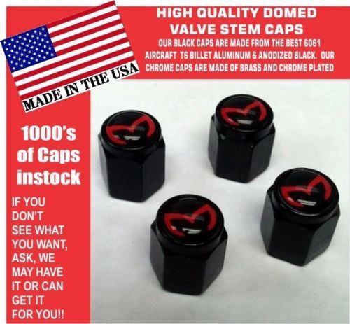 4 Billet Aluminum Mazda Evil M Mazdaspeed 3 5 6 Valve Stem Air Caps Black Red