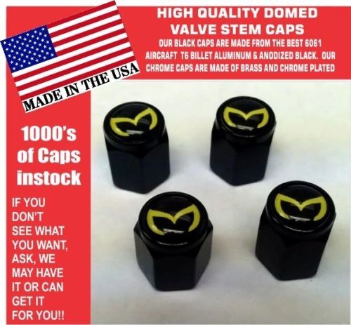 4 Billet Aluminum Mazda Evil M Mazdaspeed 3 5 6 Valve Stem Air Caps Black Yellow