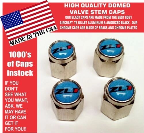4 Chrome & Blue ZL1 SS Chevrolet Camaro Super Sport SS Rally Sport RS Valve Stem Caps