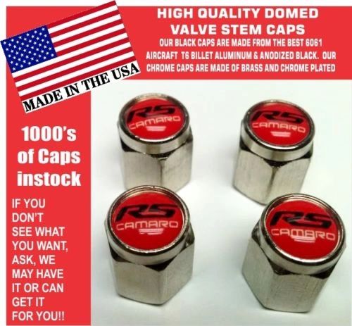 4 Chrome Red Chevrolet Camaro Super Sport SS RS Rally Sport ZL1 Valve Stem Caps