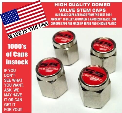 4 Chrome Red Top Chevrolet Camaro Super Sport SS RS Rally Sport 6.2 Valve Stem Caps