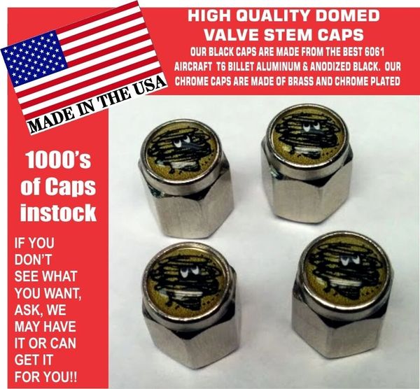 4 Chrome Domed Dodge Plymouth Duster Demon Valve Stem Caps