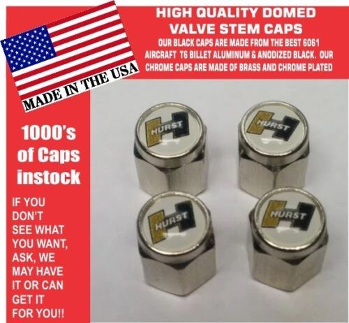 4 Chrome Domed Hurst Black & Gold on White Olds Oldsmobile 442 - Not ABS Plastic