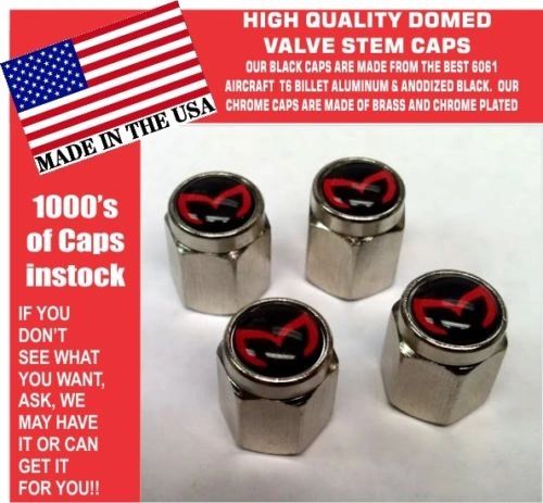 4 Chrome Domed Mazda Evil M Mazdaspeed 3 5 6 Valve Stem Air Caps Black Red