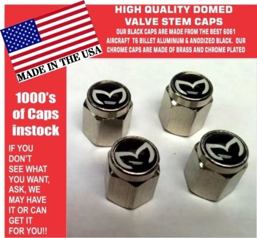 4 Chrome Domed Mazda Evil M Mazdaspeed 3 5 6 Valve Stem Air Caps Black White