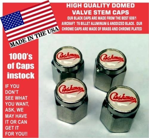 4 Domed Chrome Cushman Scooter Truckster Silver Eagle Valve Stem Caps UNIQUE!