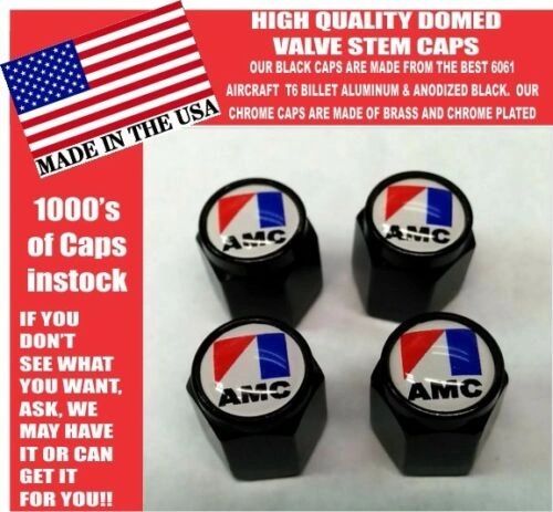 AMC American Motors Black Billet Valve Stem Caps -Very Nice! Unique