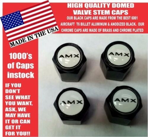 AMC AMX American Motors Black Billet Valve Stem Caps -Very Nice! Unique