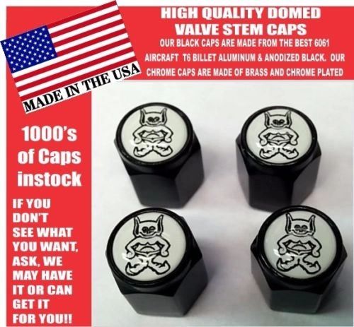 AMC AMX American Motors Gremlin Black Billet White Valve Stem Caps - Unique