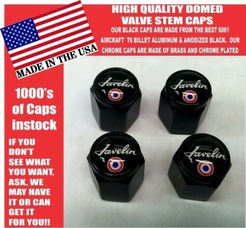 AMC Javelin American Motors Black Billet Valve Stem Caps -Very Nice! Sharp!