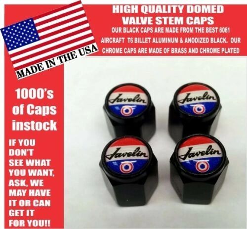 AMC Javelin Tri Color American Motors Black Billet Valve Stem Caps Very Nice