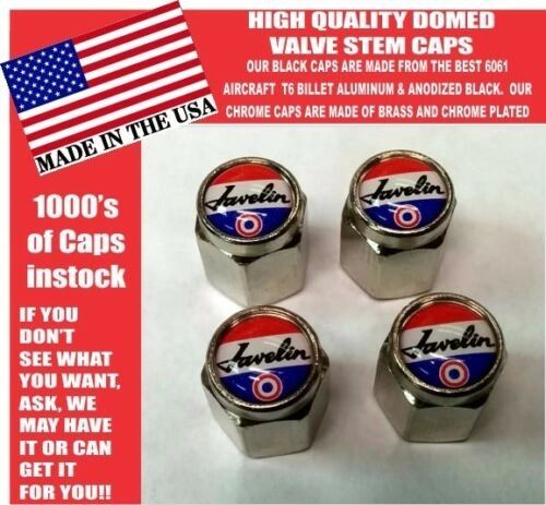 AMC Javelin Tri Color American Motors Chrome Valve Stem Caps - Very Nice