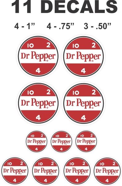 11 Dr Pepper Decals, Great For Dioramas - Gumball Machines and more