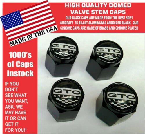 Billet Aluminum Pontiac GTO 5.7 LS2 Black Valve Stem Caps Quality Metal