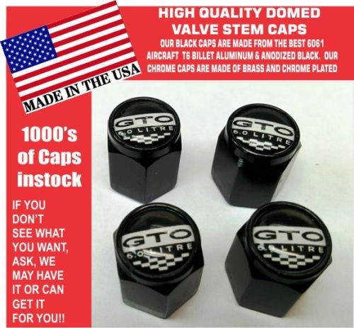 Billet Aluminum Pontiac GTO 6.0 LS2 Black Valve Stem Caps Quality Metal