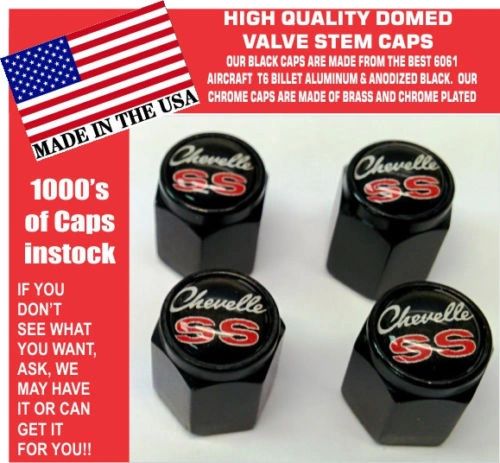 Billet Chevrolet Chevy Malibu Chevelle SS 396 454 Black Valve Stem Caps Nice