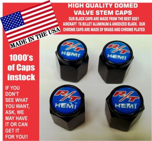 Billet Dodge Challenger Hemi RT SRT Hellcat Mopar B5 Blue Valve Stem Caps Nice