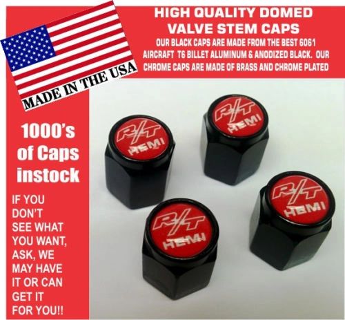 Billet Dodge Challenger Hemi RT SRT Hellcat Mopar Red Valve Stem Caps Nice