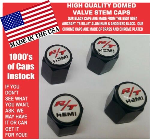 Billet Dodge Challenger Hemi RT SRT Hellcat Mopar White Valve Stem Caps Nice!