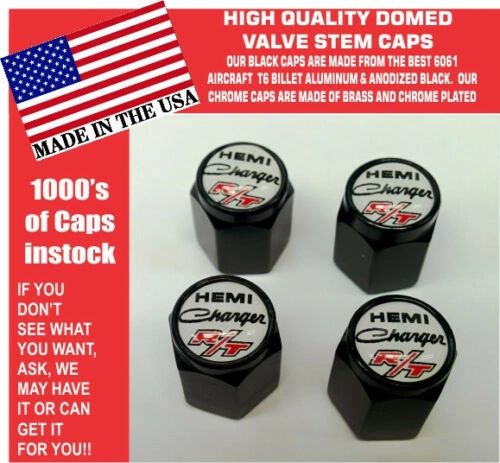 Billet Dodge Charger Hemi RT SRT Hellcat Mopar White Valve Stem Caps All Metal