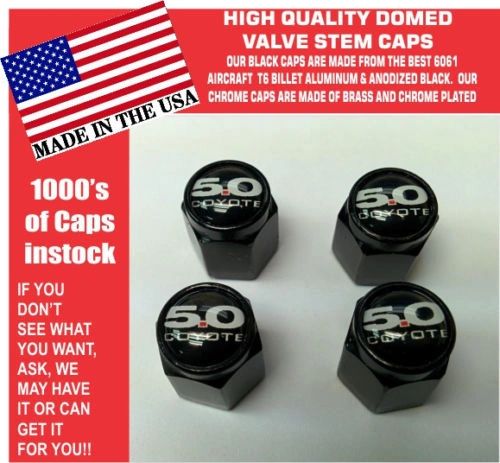 Billet Ford 5.0 Black Coyote Mustang Cobra Shelby GT Valve Stem Caps