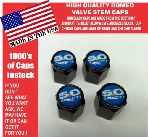 Billet Ford 5.0 Blue Coyote Mustang Cobra Shelby GT Valve Stem Caps