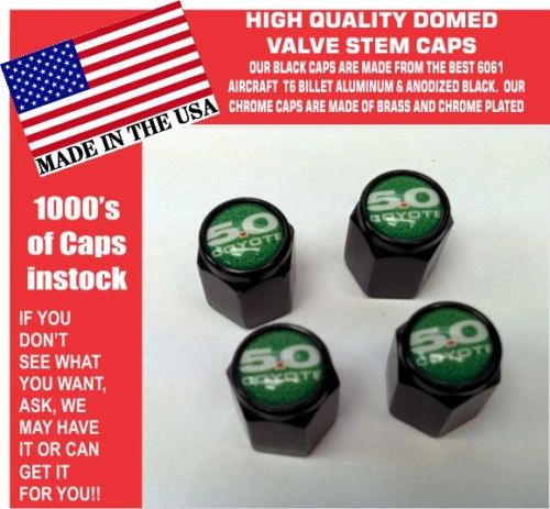 Billet Ford 5.0 Green Coyote Mustang Cobra Shelby GT Valve Stem Caps