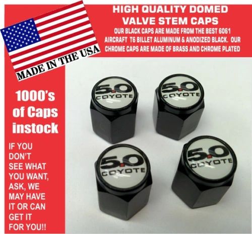 Billet Ford 5.0 White Coyote Mustang Cobra Shelby GT Valve Stem Caps