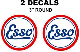 2 Vintage Style Esso Round Decals