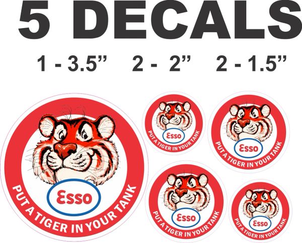 5 Esso Tiger Decals