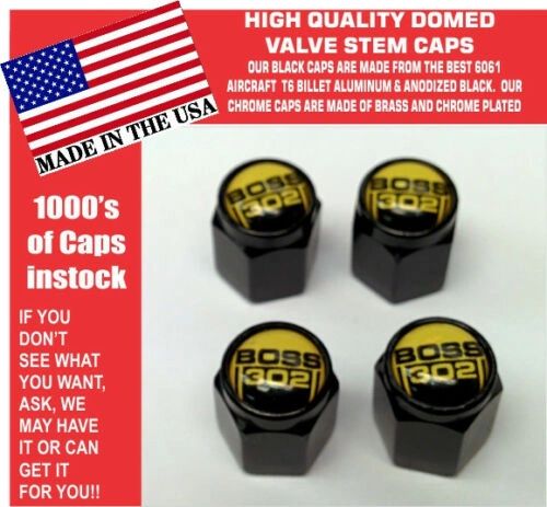 Billet Ford Boss 302 5.0 Yellow Coyote Mustang Cobra Shelby GT Stem Caps