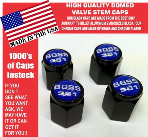 Billet Fits Ford Mustang Tribute Fastback 351 Blue Valve Stem Caps - Nice