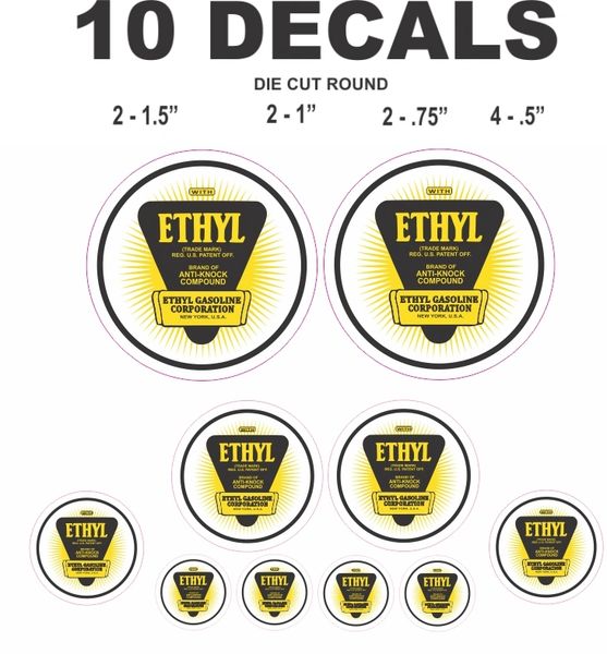 10 Ethyl Fuel Gasoline Decals