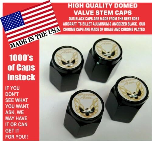 Billet Pontiac Trans Am TransAm Formula Firebird Black Gold Valve Stem Caps NICE