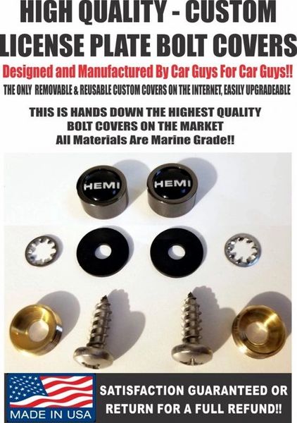 BK License Plate Screw Bolt Screw Covers For Dodge Challenger Hemi Charger SRT Hellcat