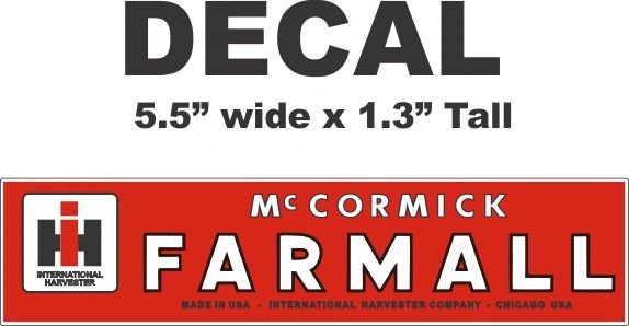 McCormick Farmall IH Decal