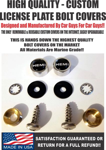 CH License Plate Screw Bolt Covers For Dodge Challenger Hemi Charger SRT Hellcat