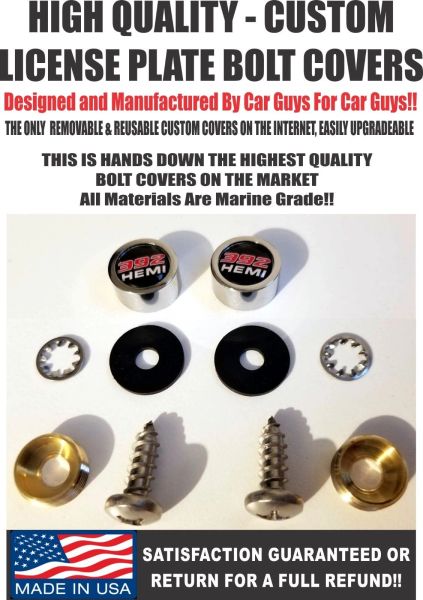 CH License Plate Screw Covers For Dodge Challenger 392 Hemi Charger SRT Hellcat