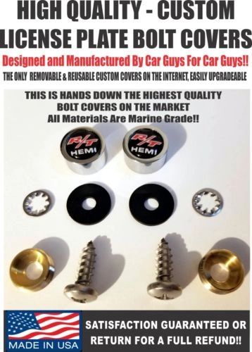 CH License Plate Screw Covers For Dodge Challenger RT R/T Hemi Charger SRT Hellcat Demon