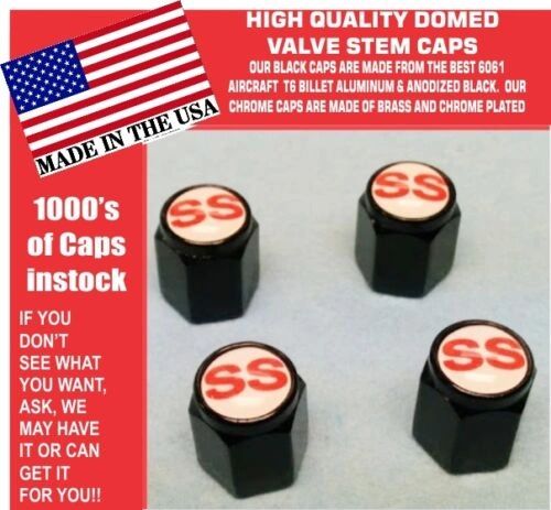 Chevrolet SS Super Sport Camaro Chevelle Monte Carlo Valve Stem Caps Wt Red