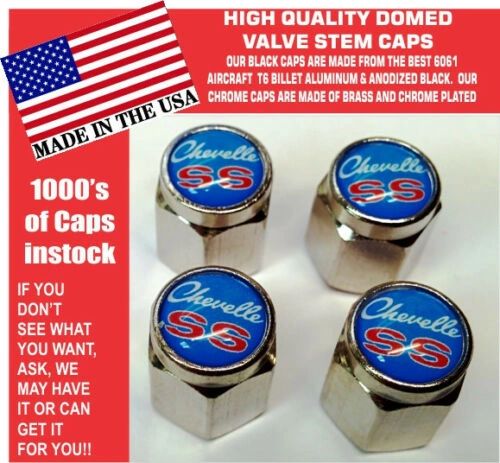 Chrome Chevrolet Chevy Malibu Chevelle SS Super Sport 396 454 Blu Valve Stem Cap