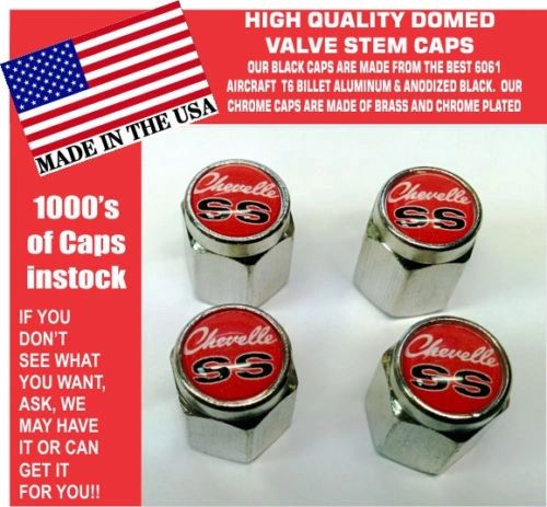 Chrome Chevrolet Chevy Malibu Chevelle SS Super Sport 396 454 Red Valve Stem Cap