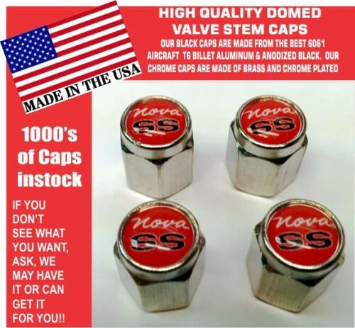 Chrome Chevrolet Chevy Nova SS 307 327 350 396 454 Red Valve Stem Cap - Nice