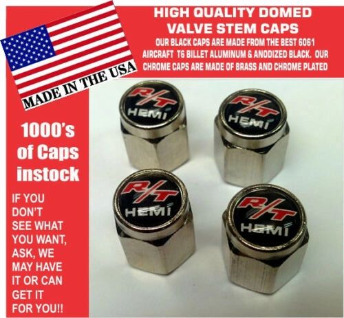 Chrome Dodge Challenger Hemi RT R T SRT Hellcat Mopar Black Valve Stem Caps