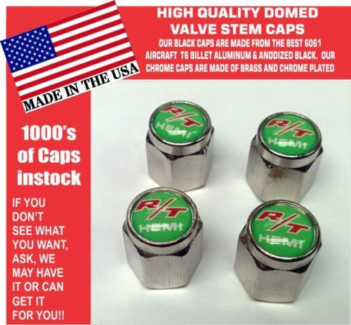 Chrome Dodge Challenger Hemi RT SRT Hellcat Mopar Sublime Green Valve Stem Caps